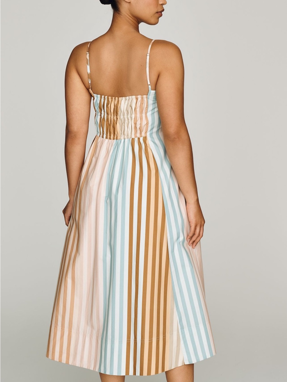 Maeve Beige and Cream Striped Sleeveless Midi Dress - Picture 4 of 6
